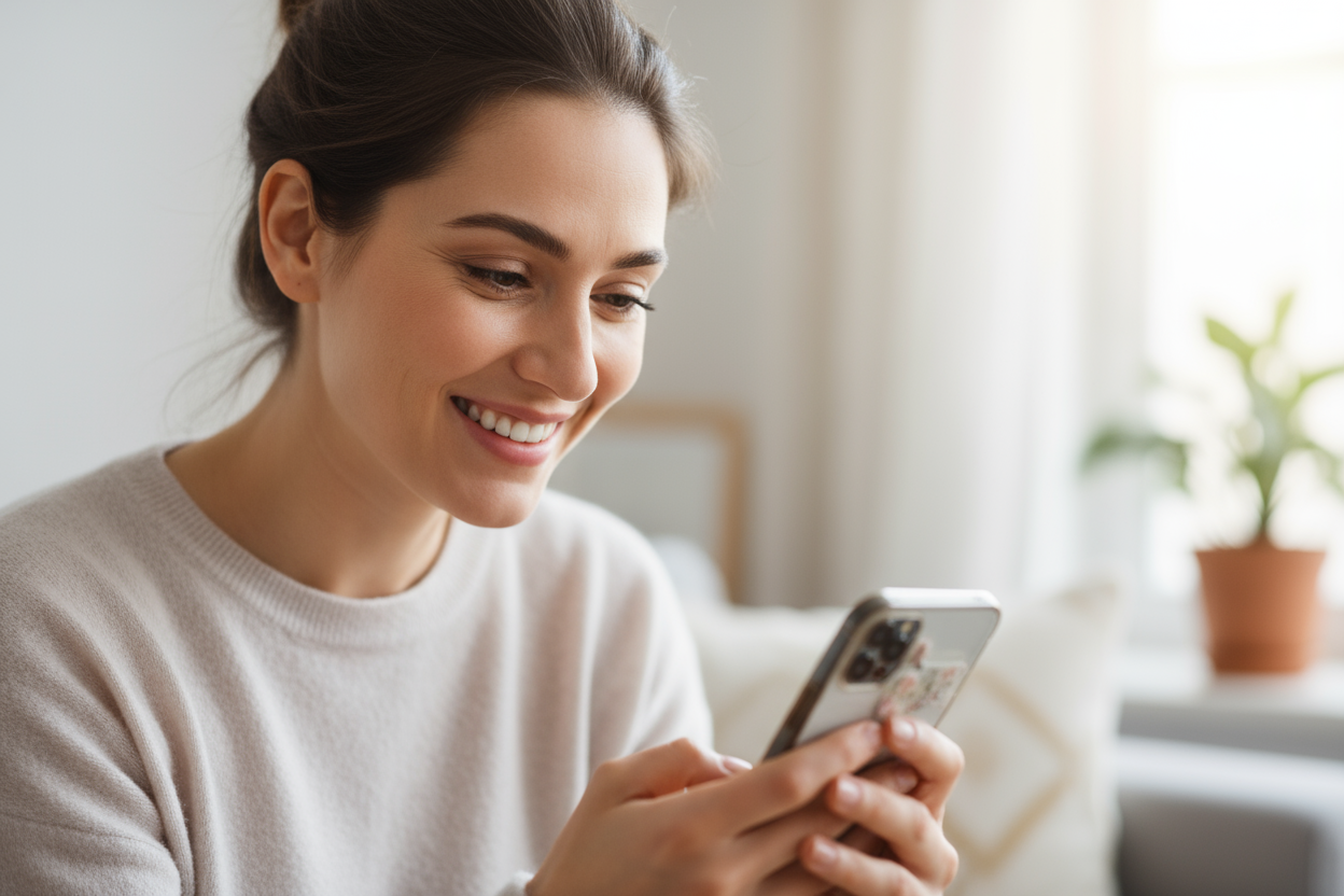 the customer face must be shown but the phone screen should not be visible